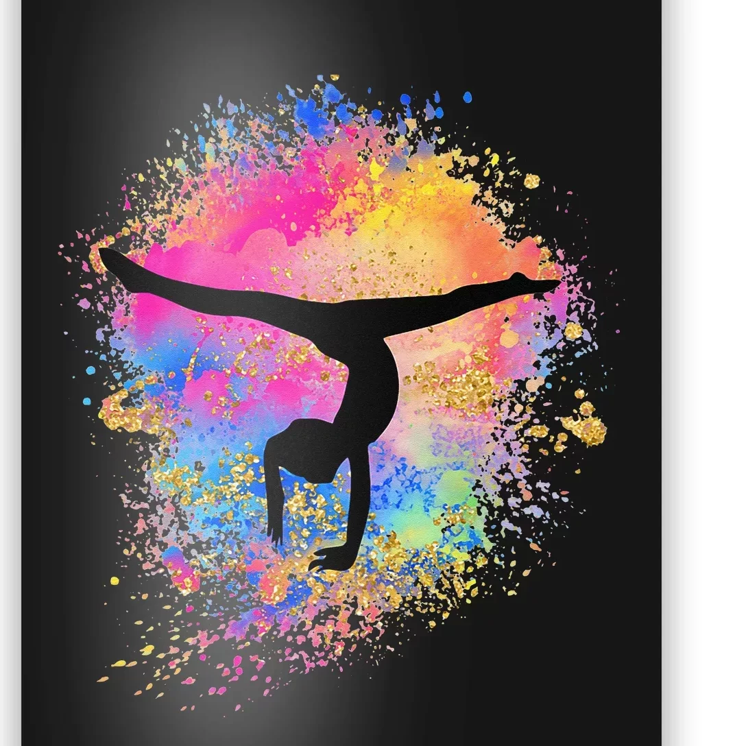 Rainbow Gymnastics Female Gymnast Silhouette HandStand Poster