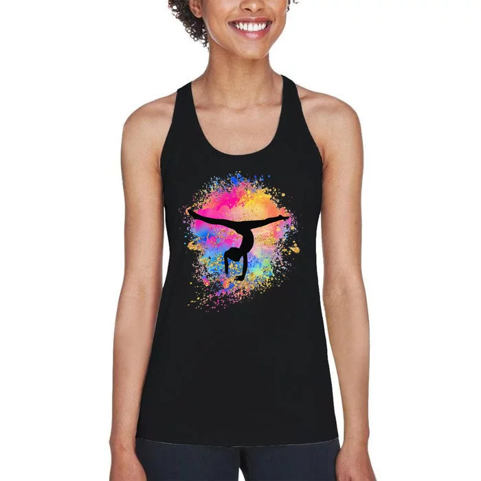 Rainbow Gymnastics Female Gymnast Silhouette HandStand Women's Racerback Tank