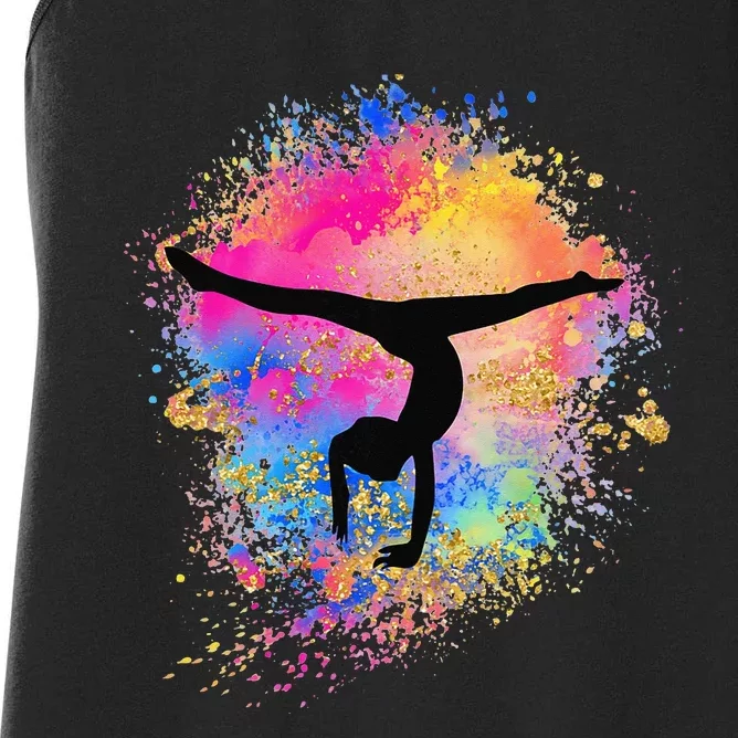 Rainbow Gymnastics Female Gymnast Silhouette HandStand Women's Racerback Tank