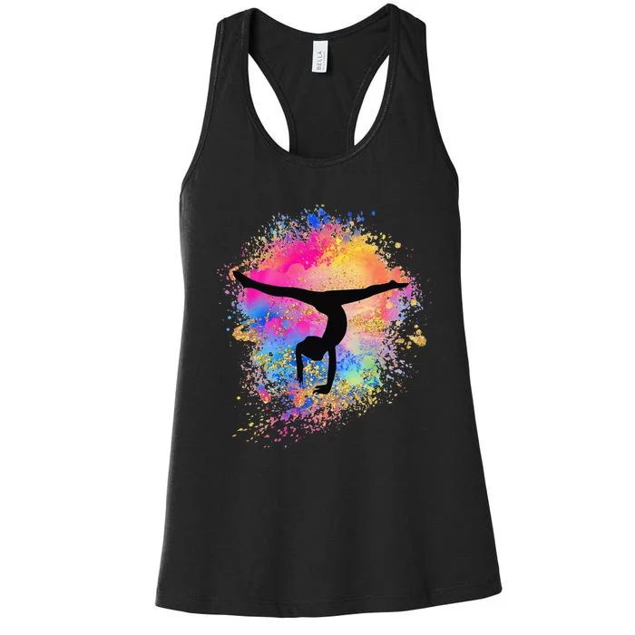 Rainbow Gymnastics Female Gymnast Silhouette HandStand Women's Racerback Tank