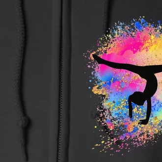 Rainbow Gymnastics Female Gymnast Silhouette HandStand Full Zip Hoodie