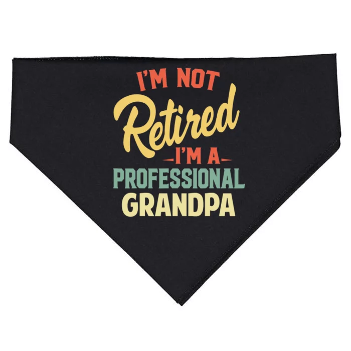 Retired Grandpa For Funny Fathers Day Grandpa USA-Made Doggie Bandana