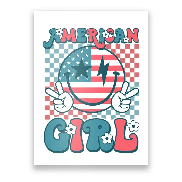 Retro Groovy Fourth 4th Of July Smile American Girl Poster