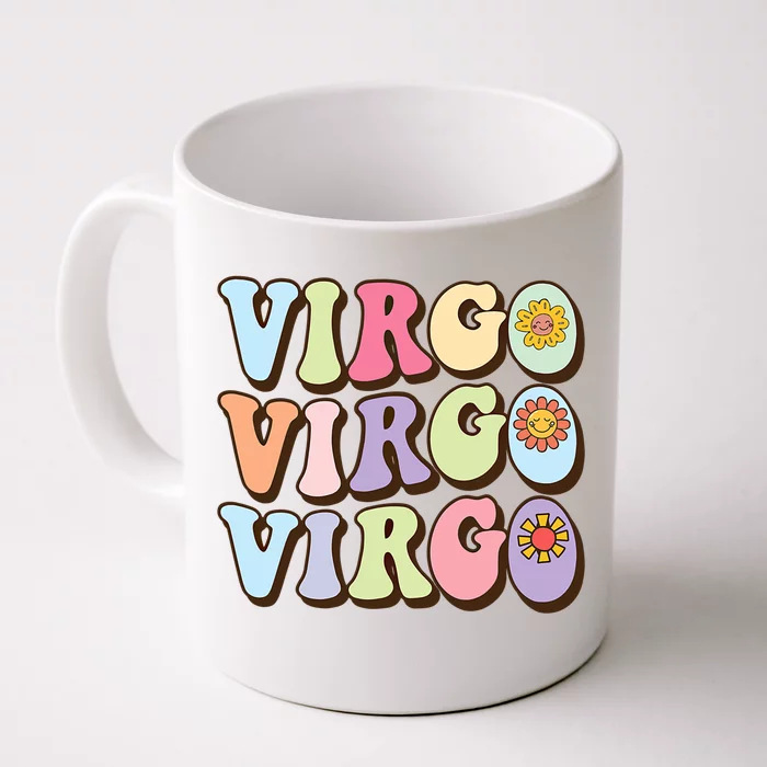 Retro Groovy Floral Virgo Zodiac Sign Birthday Horoscope Funny Gift Front & Back Coffee Mug