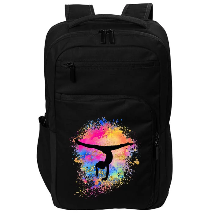 Rainbow Gymnastics Female Gymnast Silhouette Handstand Impact Tech Backpack