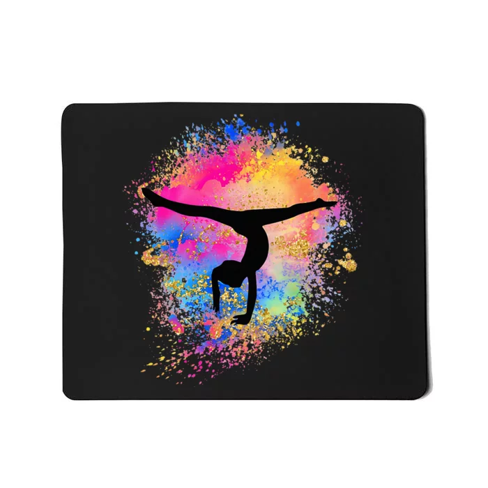 Rainbow Gymnastics Female Gymnast Silhouette Handstand Mousepad