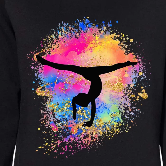 Rainbow Gymnastics Female Gymnast Silhouette Handstand Womens California Wash Sweatshirt