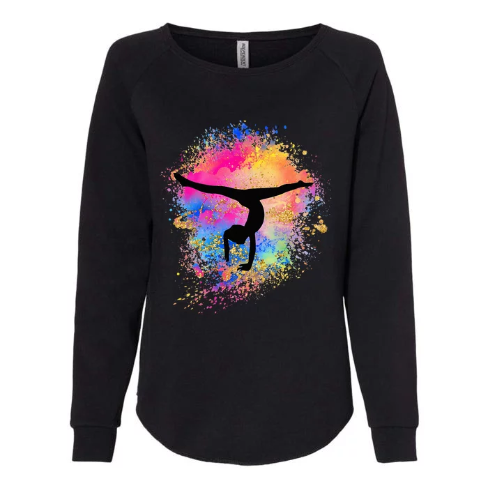 Rainbow Gymnastics Female Gymnast Silhouette Handstand Womens California Wash Sweatshirt