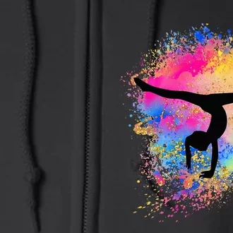 Rainbow Gymnastics Female Gymnast Silhouette Handstand Full Zip Hoodie