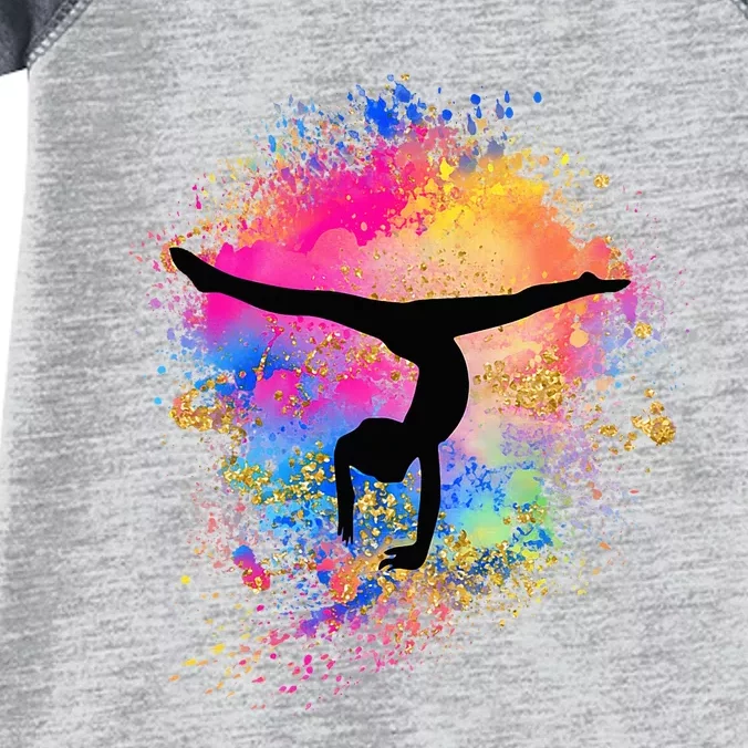 Rainbow Gymnastics Female Gymnast Silhouette Handstand Infant Baby Jersey Bodysuit