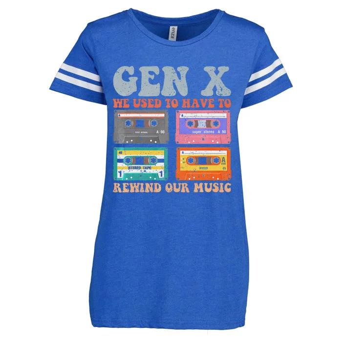 Retro Genx Funny Rewind Our Music Design Enza Ladies Jersey Football T-Shirt