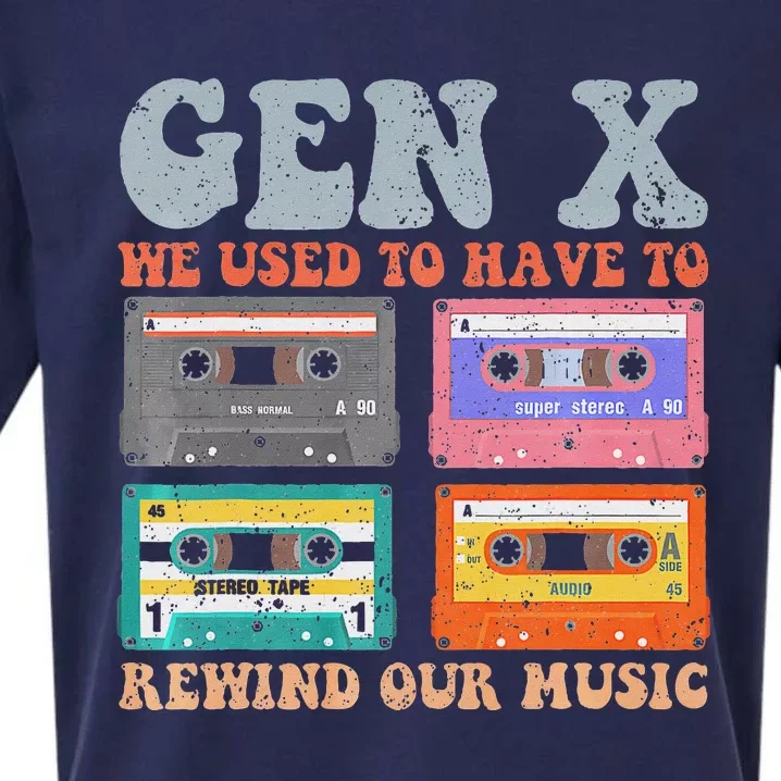 Retro Genx Funny Rewind Our Music Design Sueded Cloud Jersey T-Shirt