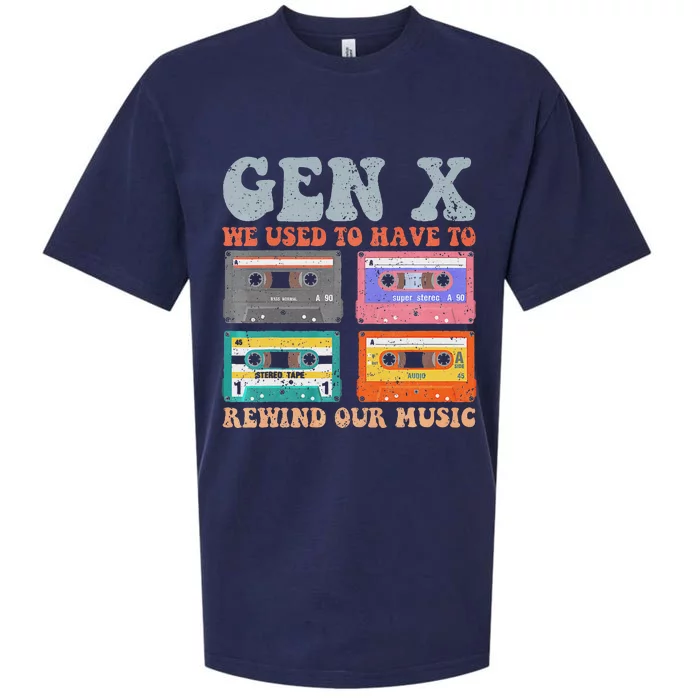 Retro Genx Funny Rewind Our Music Design Sueded Cloud Jersey T-Shirt