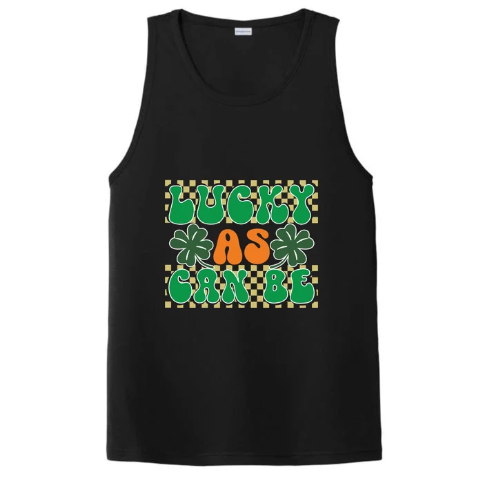 Retro Groovy Funny St. Patricks Lucky As Can Be Performance Tank