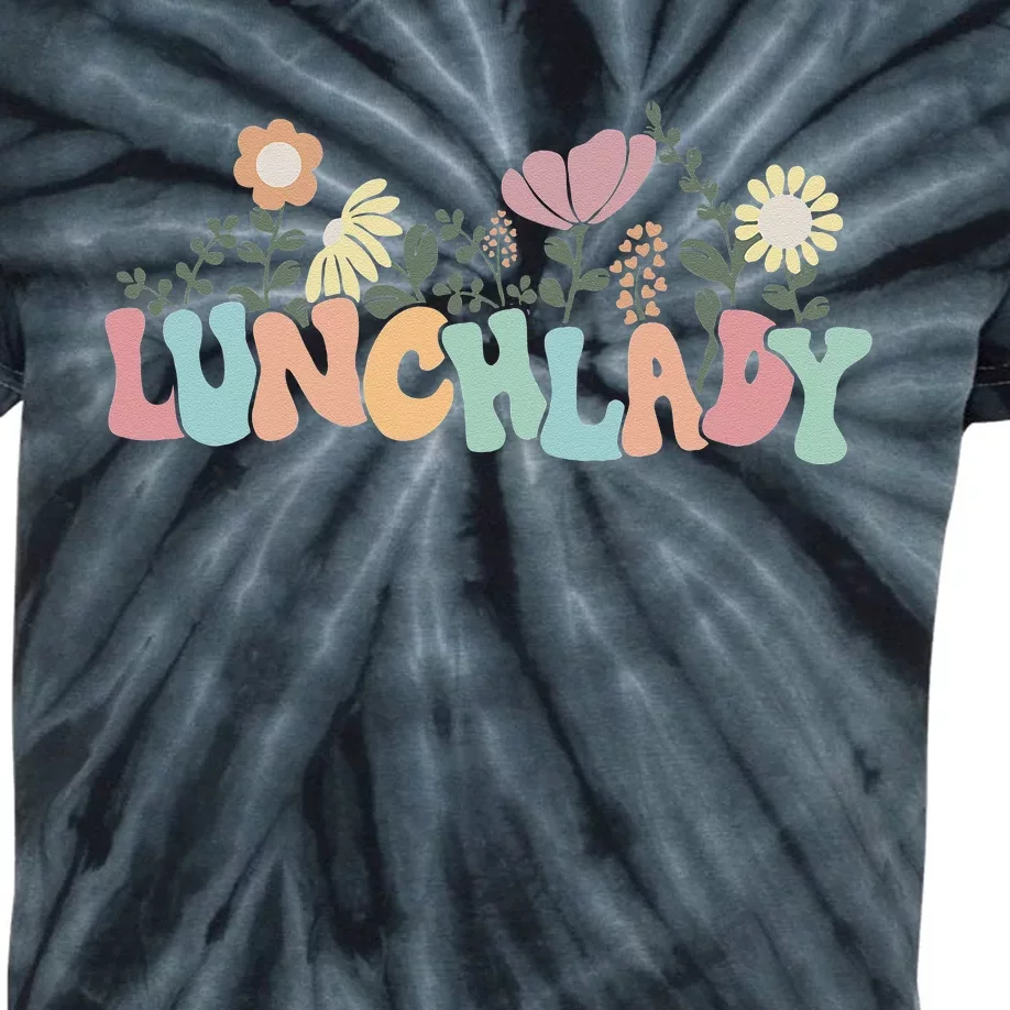 Retro Groovy Flower LUNCH LADY Women Cool Gifts Mom Teacher Kids Tie-Dye T-Shirt