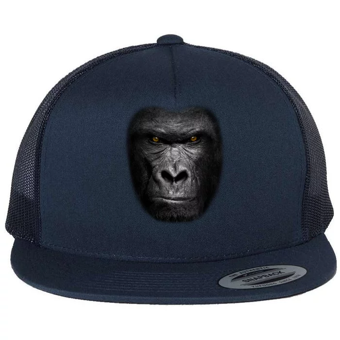 Realistic Gorilla Face Flat Bill Trucker Hat