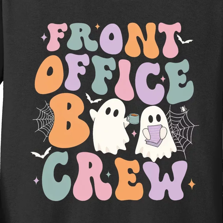 Retro Groovy Front Office Boo Crew Ghost Halloween Costume Kids Long Sleeve Shirt