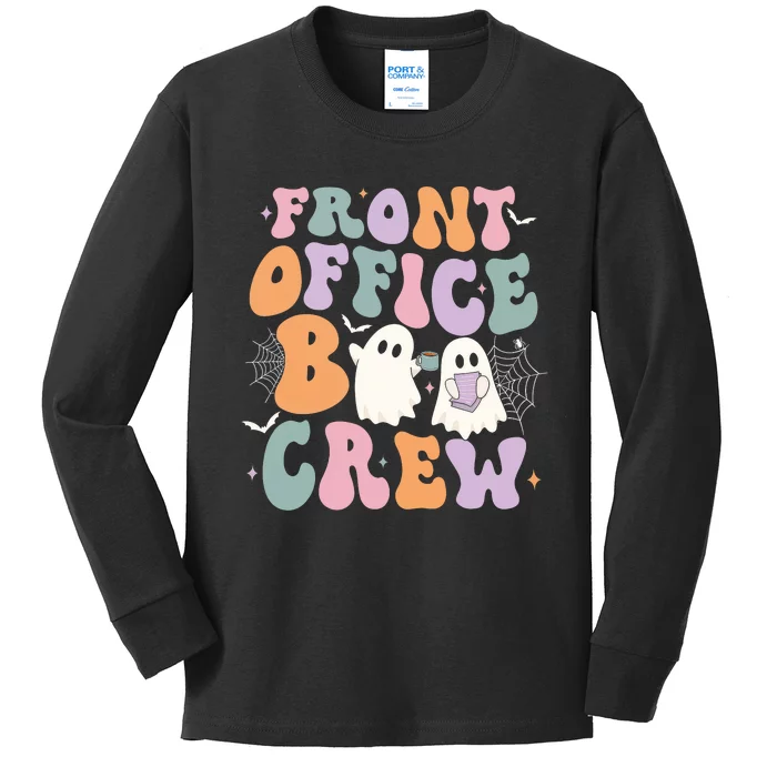 Retro Groovy Front Office Boo Crew Ghost Halloween Costume Kids Long Sleeve Shirt