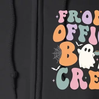 Retro Groovy Front Office Boo Crew Ghost Halloween Costume Full Zip Hoodie