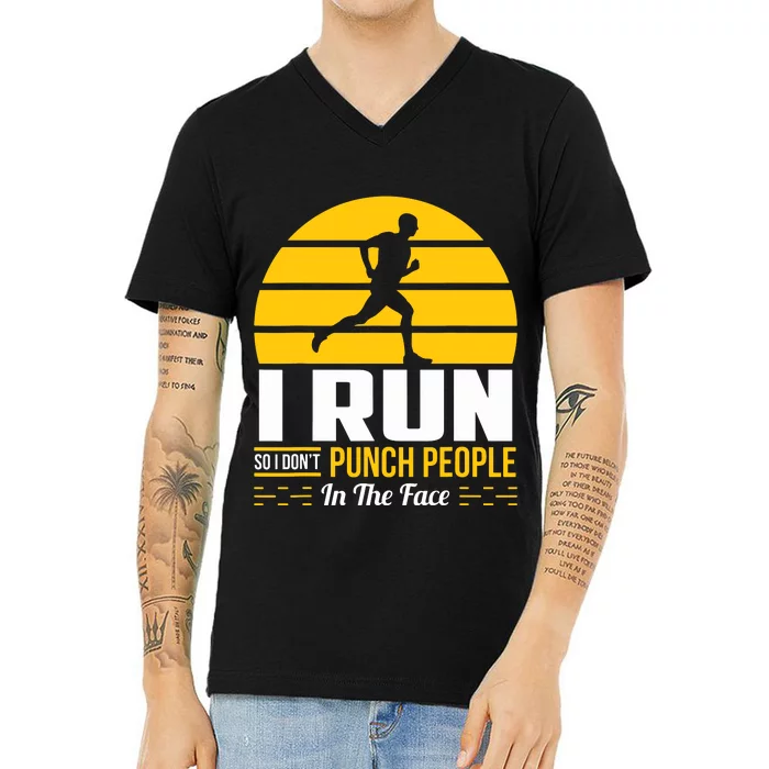 Runner Gift Funny Running Marathon Sport Sarcastic Gift V-Neck T-Shirt