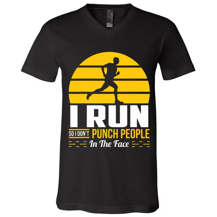 Runner Gift Funny Running Marathon Sport Sarcastic Gift V-Neck T-Shirt