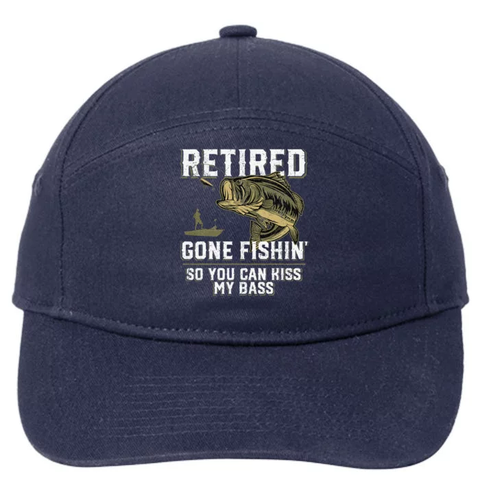 Retired Gone Fishin Funny Bass Fishing Fisherman Retirement 7-Panel Snapback Hat