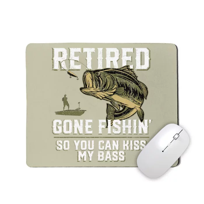 Retired Gone Fishin Funny Bass Fishing Fisherman Retirement Mousepad