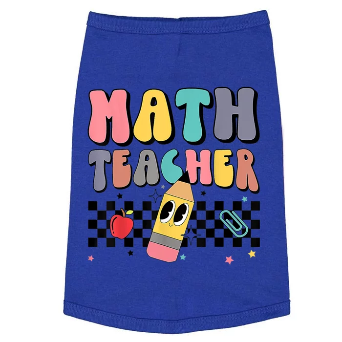 Retro Groovy Funny Math Teacher Happy 100 Days Of School Gift Doggie Tank