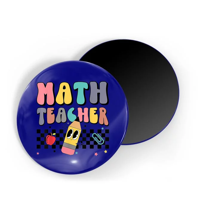 Retro Groovy Funny Math Teacher Happy 100 Days Of School Gift Magnet