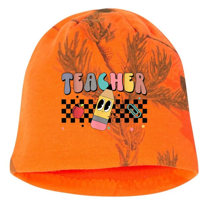 Retro Groovy Funny Math Teacher Happy 100 Days Of School Gift Kati - Camo Knit Beanie