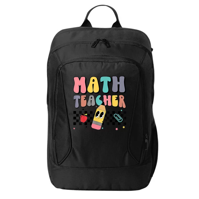 Retro Groovy Funny Math Teacher Happy 100 Days Of School Gift City Backpack