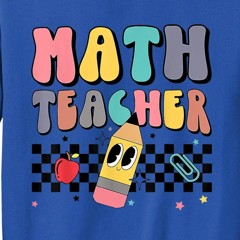 Retro Groovy Funny Math Teacher Happy 100 Days Of School Gift Tall Sweatshirt