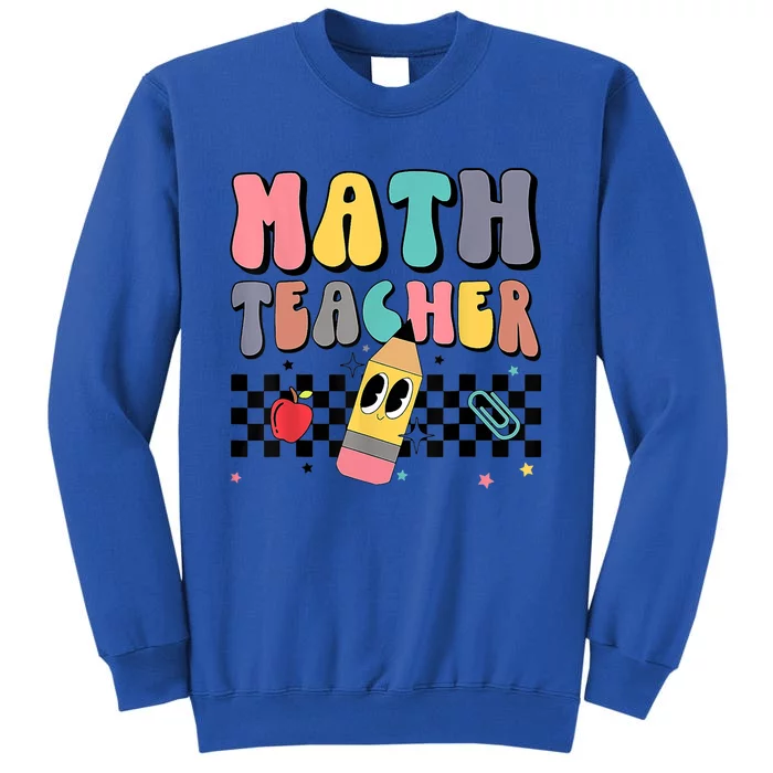 Retro Groovy Funny Math Teacher Happy 100 Days Of School Gift Tall Sweatshirt