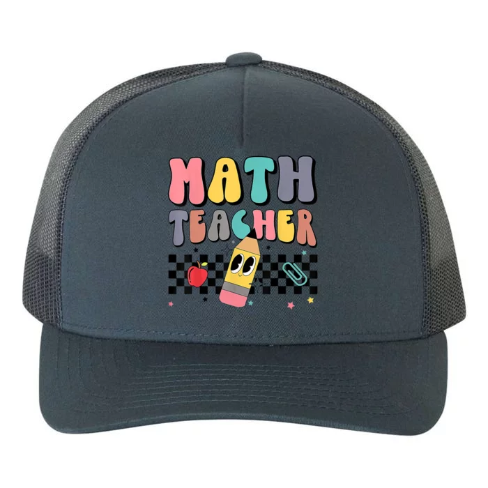 Retro Groovy Funny Math Teacher Happy 100 Days Of School Gift Yupoong Adult 5-Panel Trucker Hat