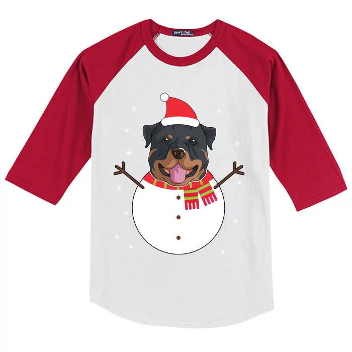 Rottweiler Gift Funny Snow Christmas Top Kids Colorblock Raglan Jersey