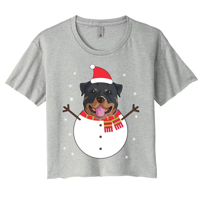 Rottweiler Gift Funny Snow Christmas Top Women's Crop Top Tee