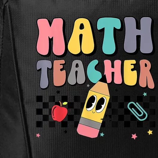 Retro Groovy Funny Math Teacher Happy 100 Days Of School Funny Gift City Backpack