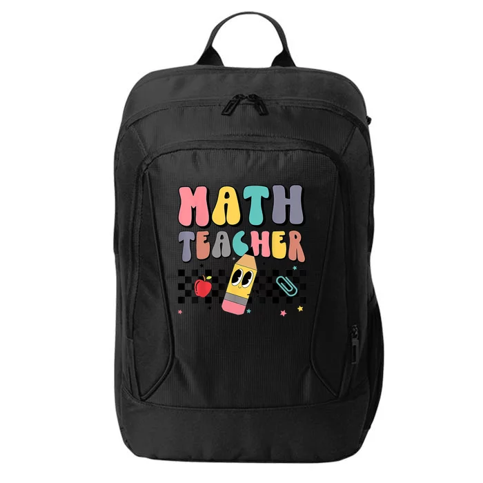 Retro Groovy Funny Math Teacher Happy 100 Days Of School Funny Gift City Backpack