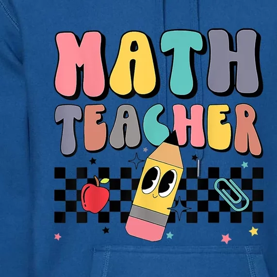 Retro Groovy Funny Math Teacher Happy 100 Days Of School Funny Gift Premium Hoodie