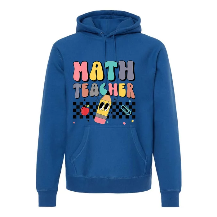 Retro Groovy Funny Math Teacher Happy 100 Days Of School Funny Gift Premium Hoodie