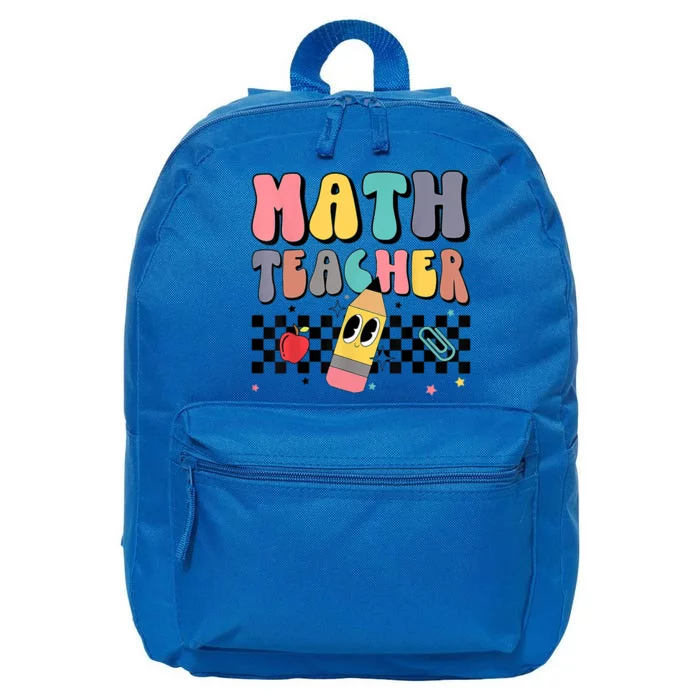 Retro Groovy Funny Math Teacher Happy 100 Days Of School Funny Gift 16 in Basic Backpack