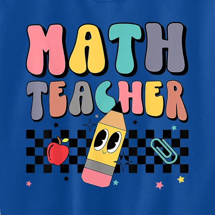 Retro Groovy Funny Math Teacher Happy 100 Days Of School Funny Gift Kids Sweatshirt