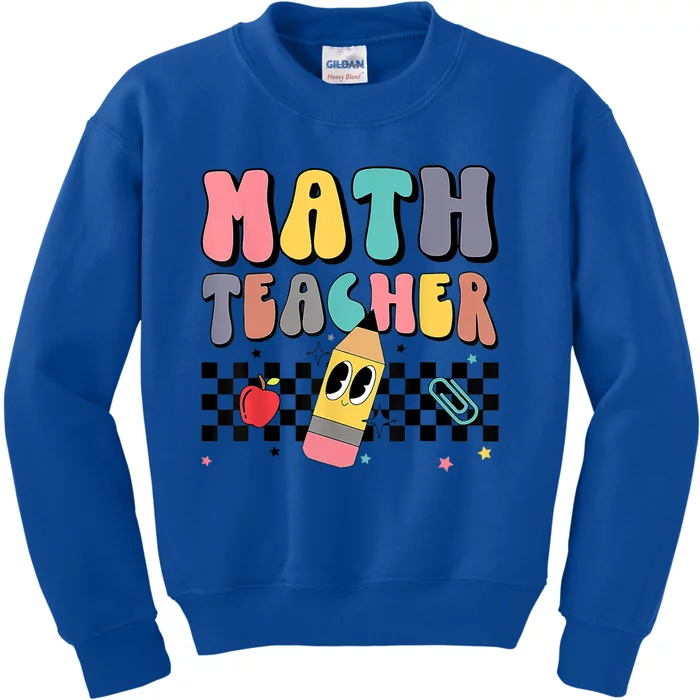 Retro Groovy Funny Math Teacher Happy 100 Days Of School Funny Gift Kids Sweatshirt