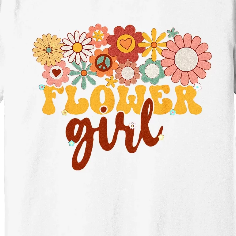 Retro Groovy Flower Girl A Bridesmaid Proposal Women Girl Premium T-Shirt