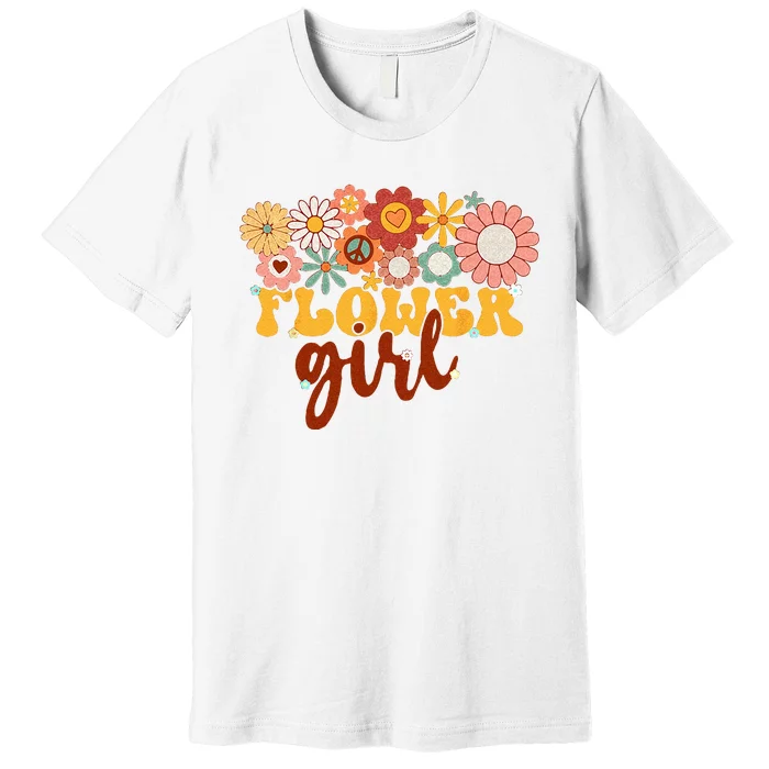 Retro Groovy Flower Girl A Bridesmaid Proposal Women Girl Premium T-Shirt