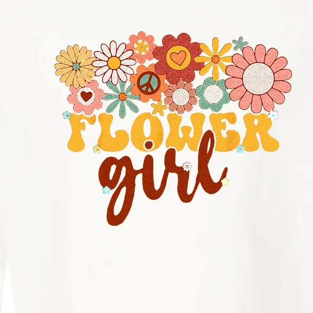 Retro Groovy Flower Girl A Bridesmaid Proposal Women Girl Cropped Pullover Crew