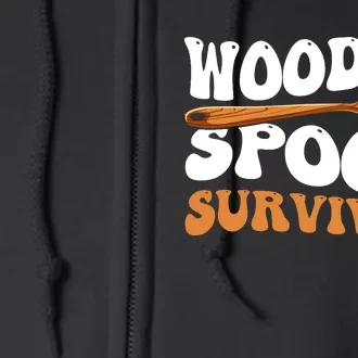 Retro Groovy Funny Wooden Spoon Survivor Full Zip Hoodie