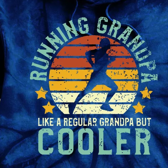 Running Grandpa Funny Grandfather 5k Marathon Runner Gift Tie Dye Hoodie