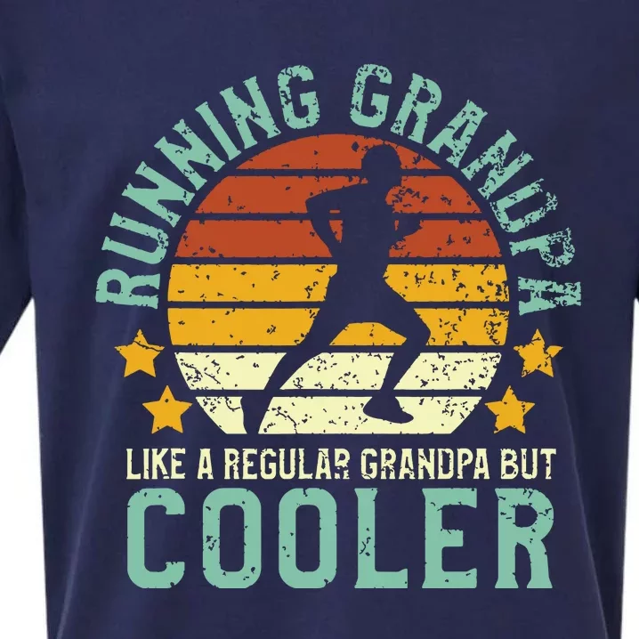 Running Grandpa Funny Grandfather 5k Marathon Runner Gift Sueded Cloud Jersey T-Shirt