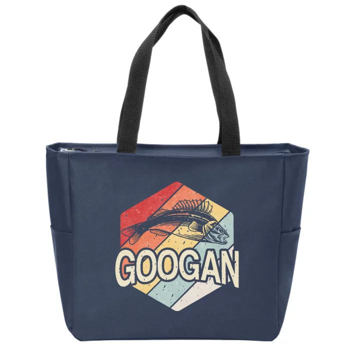 Retro Googan Fish Fishing Vintage Sunset Funny Fisherman Fan Zip Tote Bag